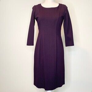 Talbots Purple Ponte Knit Sheath Dress Career Wear 4 Petite 4P